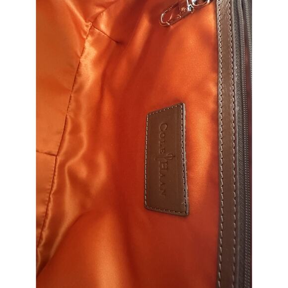 COLE HAAN Large Tan Leather Reptile Trip Handel Satchel Doctors Bag - Picture 9 of 12